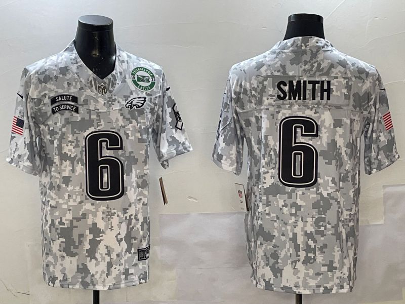 Men Philadelphia Eagles #6 Smith Camo Nike 2025 Salute to Service Limited NFL Jersey style 3